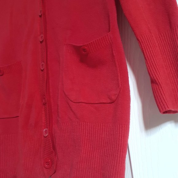 Costa Blanca Long Coral Red Cardigan - Picture 4 of 7